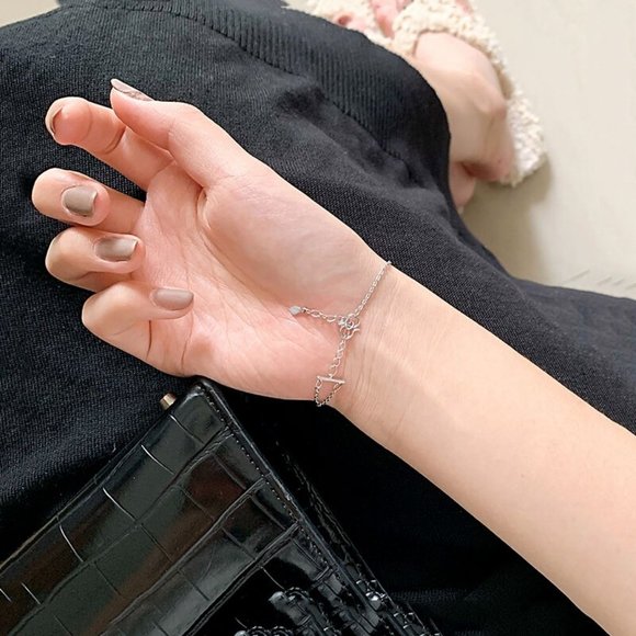 NEW 925 Sterling Silver Diamond Circle Bracelet A - Picture 4 of 6